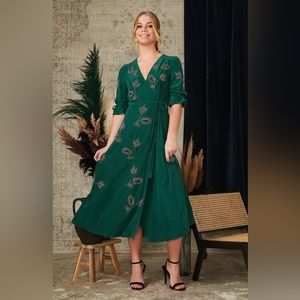HOPE & IVY Harley Embellished Wrap Dress